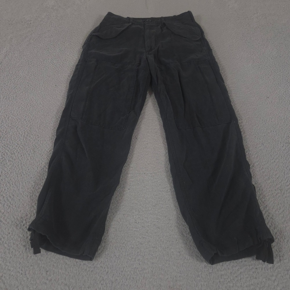 Polo Ralph Lauren Pants Womens 4 Black Straight Leg Tencel Lyocell Cargo Pockets